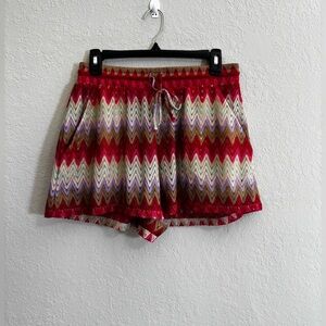Show Me Your MuMu Red Multicolor Chevron Drawstring Shorts